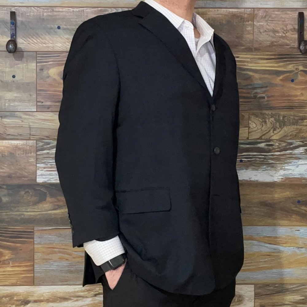Pronto Moda Super 140's Wool Black Check Double Vented Blazer Sport Jacket 48R